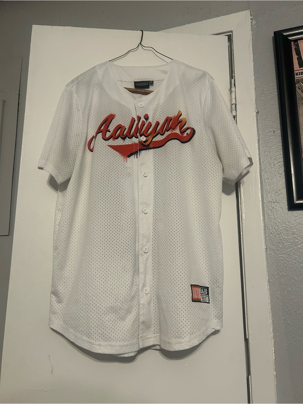 Aaliyah White Mesh Baseball Jersey - Classic Short Sleeve